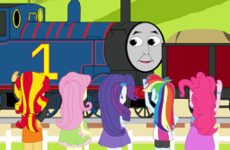 James and Rarity annoyed by the Troublesome Trucks by