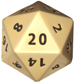 Legendary Gold Metal D20 Dice - Single 20 Sided RPG Dice 