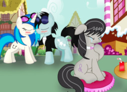 vinyl scratch and rainbow dash kissing