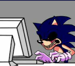 Illustration of sad sonic exe looking into the distance